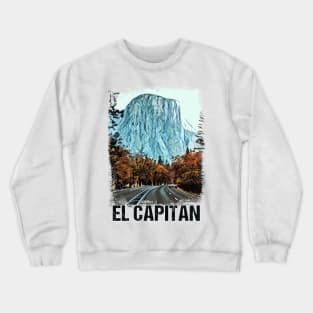 El Capitan Yosemite National Park Vintage Retro Art Style Mountain Summit Crewneck Sweatshirt